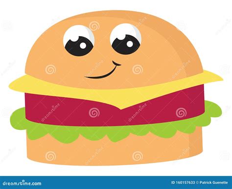 Emoji Of A Smiling Cute Hamburger Vector Or Color Illustration | CartoonDealer.com #160157633