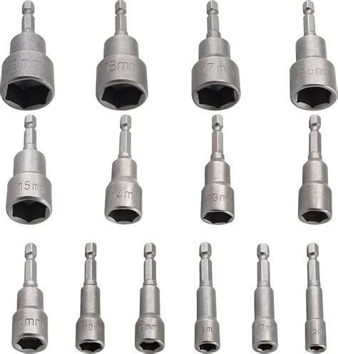 Cjueiom 14pcs 1 4 Quick Change Hexagon Socket 6 19mm Metric Nut