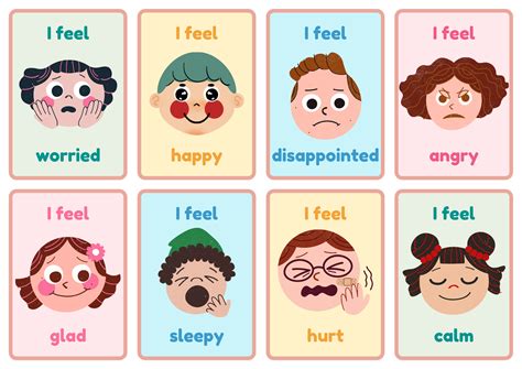 Emotion Exploration Simple Illustration Flashcard Sheets Made By