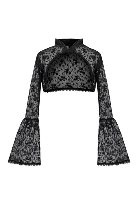 Victorian Black Cropped Lace Bell Sleeve Shrug Perth Hurly Burly