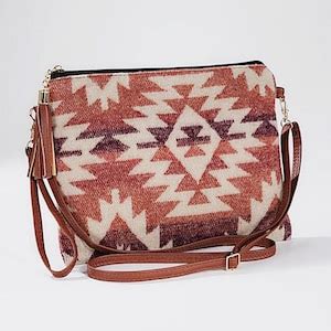 Red Aztec Print Crossbody Bag Handbag Wristlet Clutch Boho Etsy