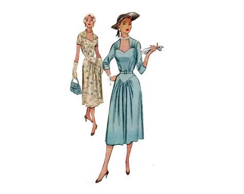 1950s Day Dress Pattern Sweetheart Neckline By Prettypatternshop 1950s Sewing Patterns Womens