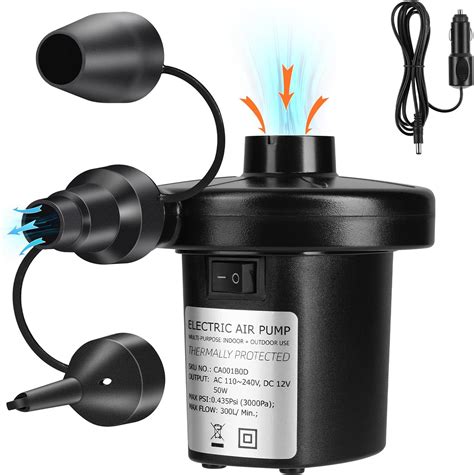 Electric Air Pump Portable Quick Fill Air Pump And Deflate With 3 Nozzles 110v Ac