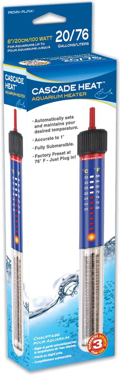 Penn Plax Cascade Heat Preset Submersible Aquarium Heater In