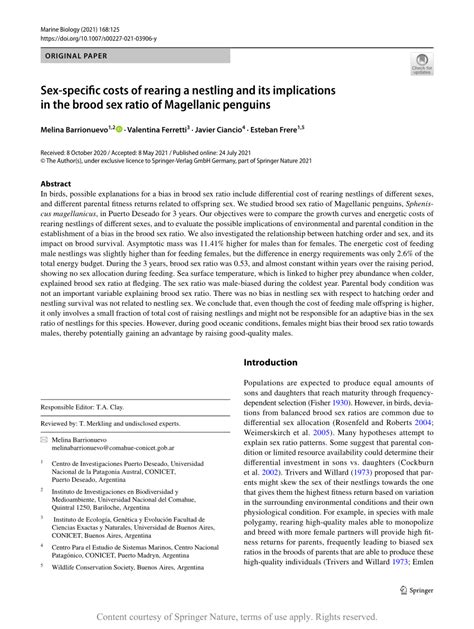 Sex Specific Costs Of Rearing A Nestling And Its Implications In The