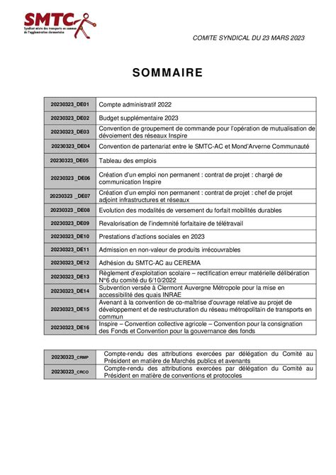 Calaméo Délibérations du Comité Syndical du 23 mars 2023