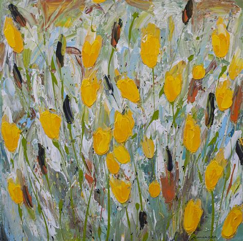 Yellow Tulips, contemporary yellow tulips painting by artist Svein Koningen