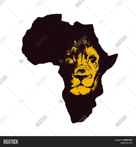 Africa Map Lion Head Vector & Photo (Free Trial) | Bigstock