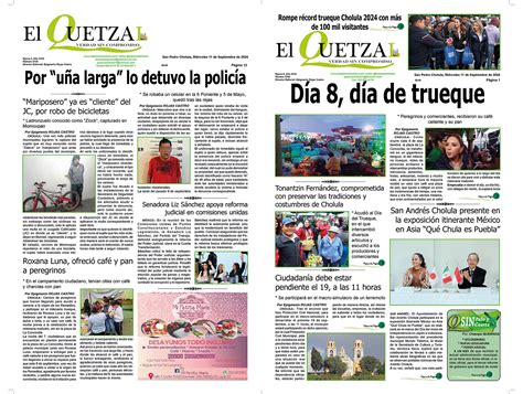 Nuestra Portada Edici N Septiembre El Quetzal De Cholula