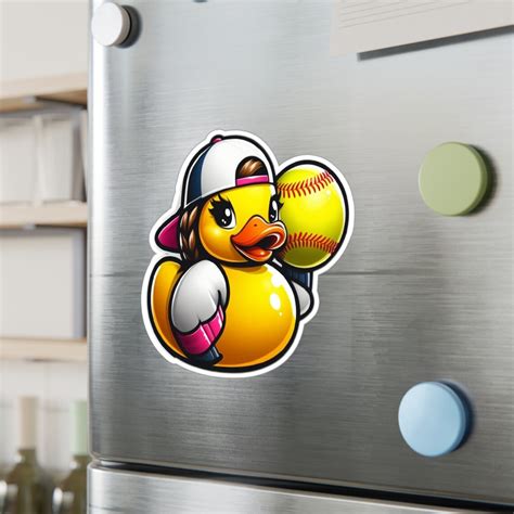 Girl Rubber Duck Softball Player Sticker Kiss Cut Vinyl Decals