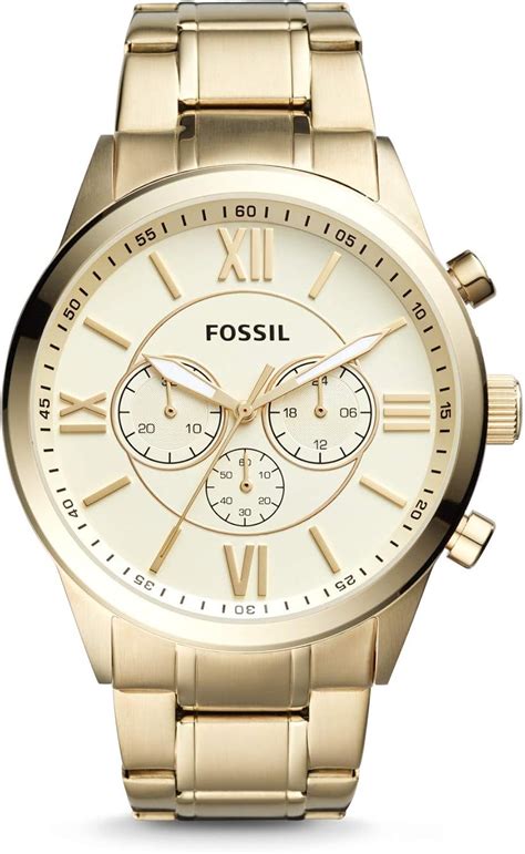 Fossil Flynn Chronograph Gold Tone Stainless Steel Watch Bq1128 Clothing Shoes