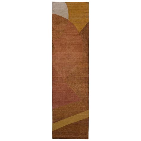 Rug and Kilim's Hand-Knotted Wool Silk Modern Runner in Brown ...