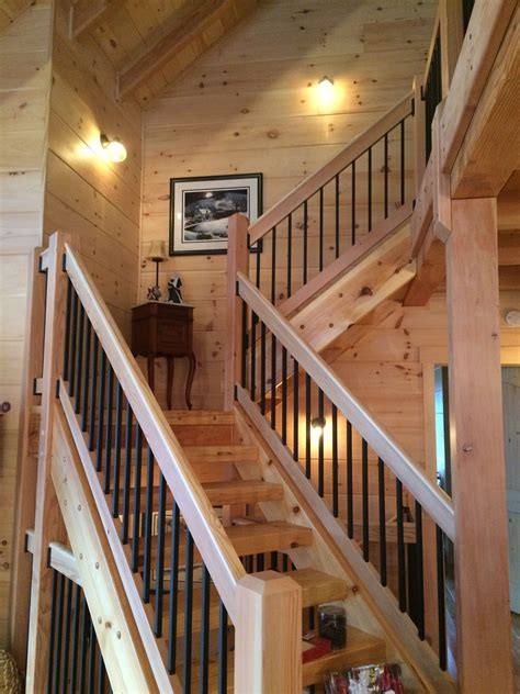 Stairs Amp Rails Log Homes Of America Dream Home Lt 3 In Cabin Stairs