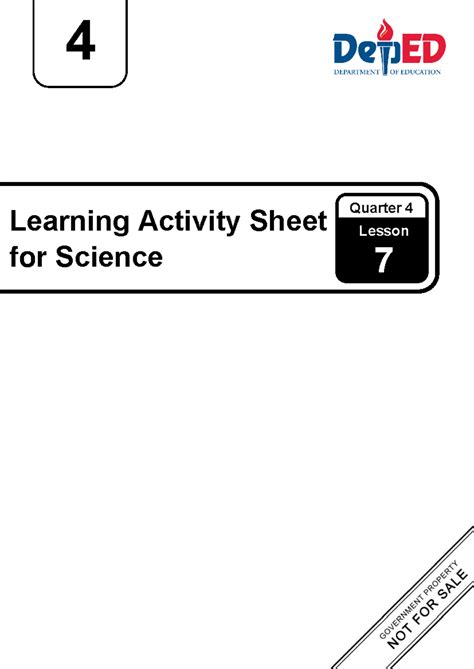 learning activity sheet science  lesson  worksheet studocu