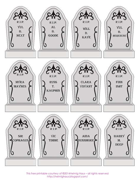 Printable Halloween Tombstones