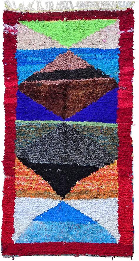 Tapis berbère boucharouite multicolore 235x130 noué main Rosée