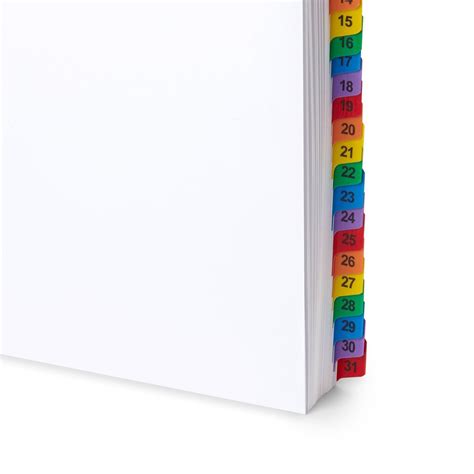 Blue Summit Supplies Index Dividers 31 Tab Monthly White 93 Dividers