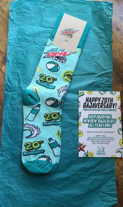 Mtn Dew Baja Blast 20th Anniversary Bajaversary Socks Ebay