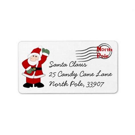 Christmas Holiday Santa Claus Return Address Label From The North Pole Christmas Return