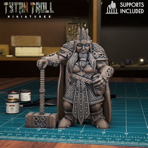 Bearded Female Dwarf Pre Supported D Model D Printable Cgtrader