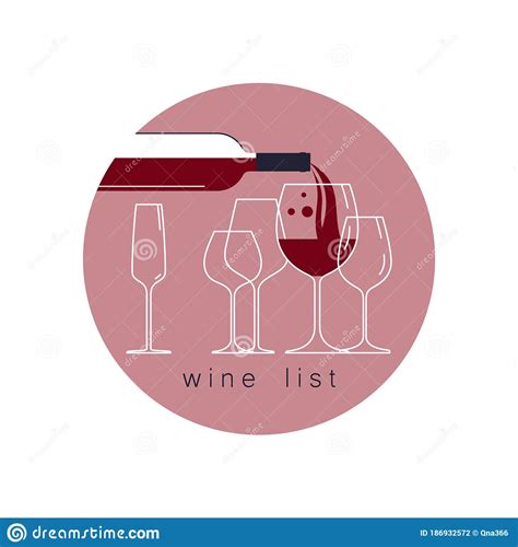 Icon With Bottle And Glasses Winery Symbol Wine Tasting Wine List