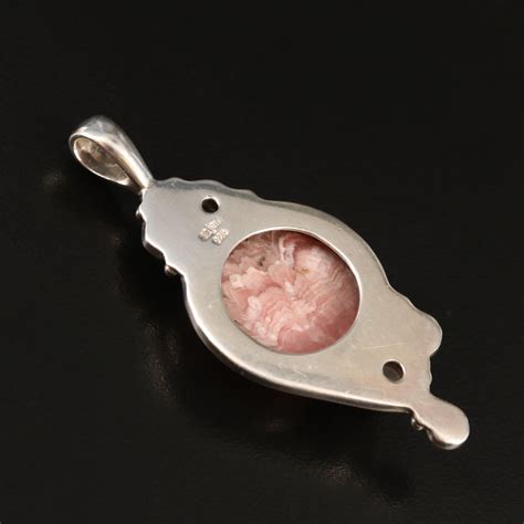 Sajen Sterling Silver Rhodochrosite and Cat's Eye Moonstone Slide Pendant | EBTH