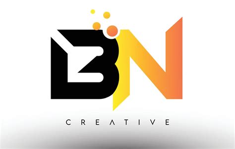 BN Black Orange Letter Logo Design. BN Icon with Dots and Bubbles Vector Logo 4679024 Vector Art ...