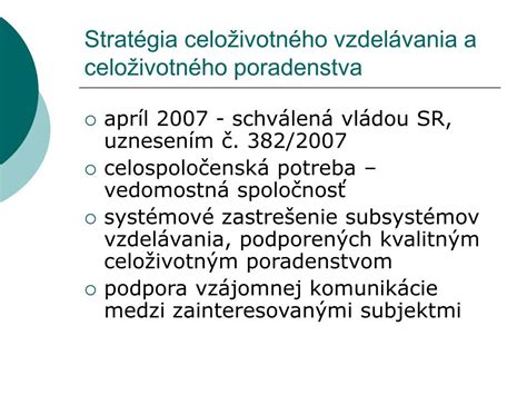 PPT Národná stratégia celoživotného poradenstva PowerPoint