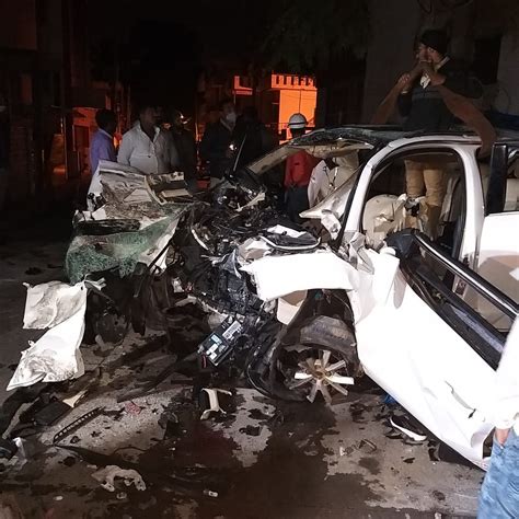 Bengaluru Accident Audi Car Rams Into Electric Pole Dmk Mlas Son