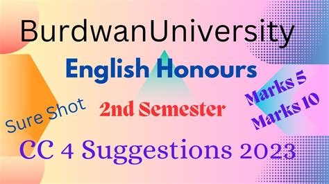 Burdwan University English Honours Cc Suggestions Nd Semester