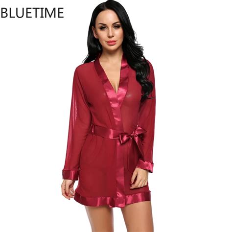 Women Sexy Lingerie Robe Satin Bathrobe Cotton Mini Dressing Gown