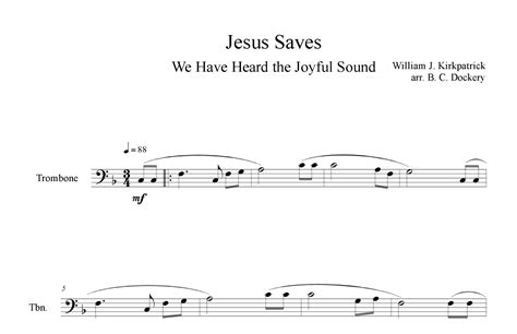 Jesus Saves Trombone Solo Arr B C Dockery By B C Dockery Sheet