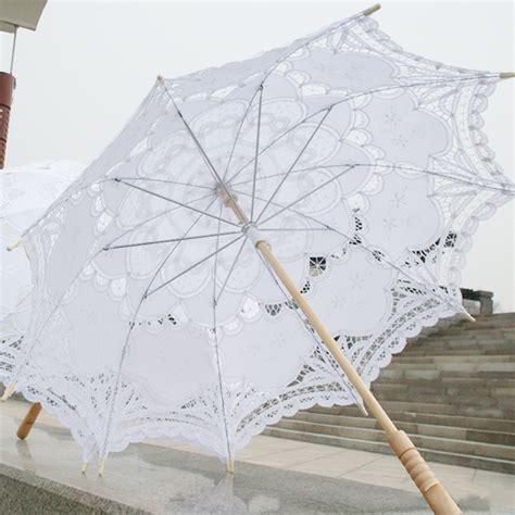 Cm Victorian Lace Embroidery Wedding Umbrella Bridal Parasol White