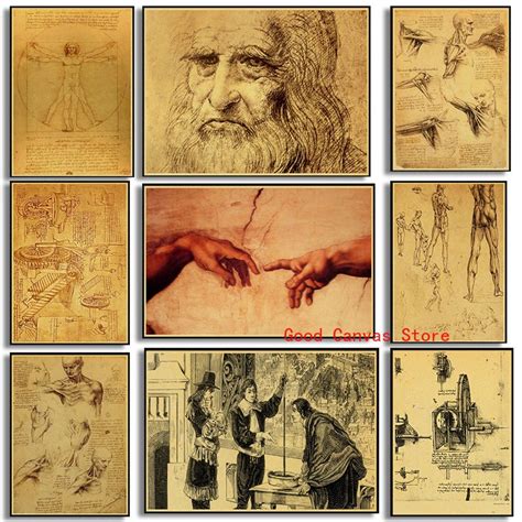 Leonardo Da Vinci P Steres Retro De Vitruvio Pintura En Lienzo Impresi