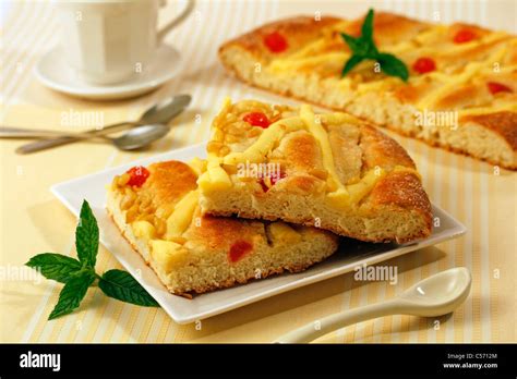 Puff pastry with custard. Recipe available Stock Photo - Alamy