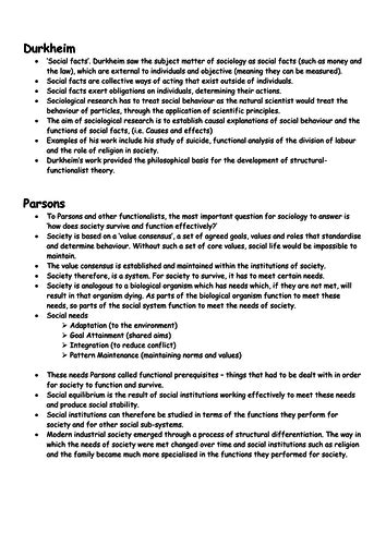 Functionalist Perspective On Society Sociological Theory Teaching