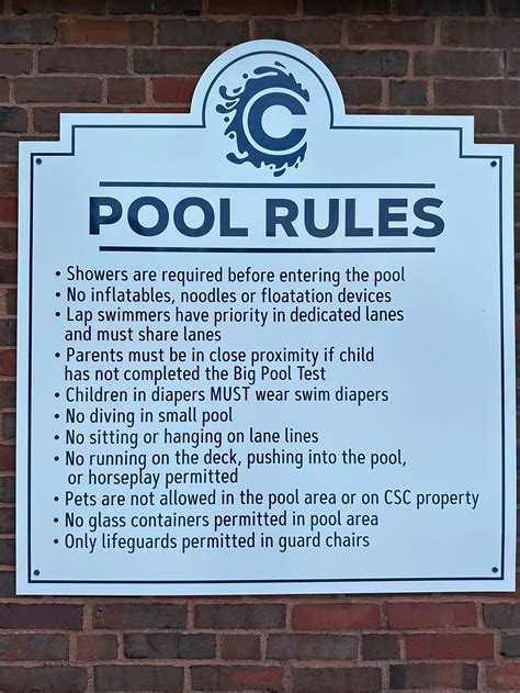 Csc Pool Rules — Cohasset Swim Center