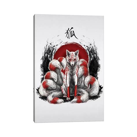 Bless international Japanese Nine Tailed Fox Kitsune On Canvas by ...