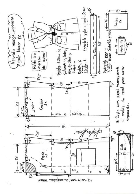 Vestido Manga Japonesa Chemise Gola Blazer Marlene Mukai Sewing
