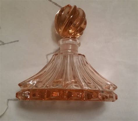 Vintage Depression Glass Perfume Bottle Pink Glass Perfume Bottle With Swirl Stopper Art Deco