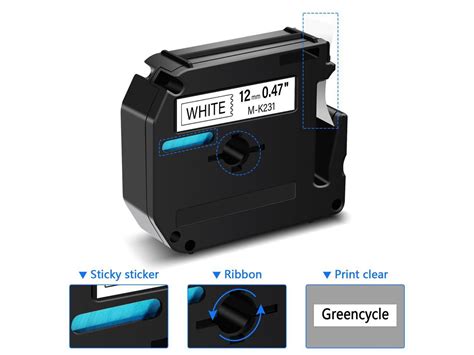 Greencycle Pack Compatible For Brother P Touch M Tape Mk M M