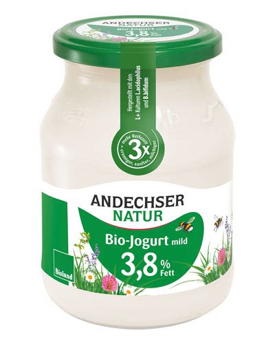 Bio Jogurt Mild 3 8 Fett 500 G Im Glas Andechser Feinschmecker