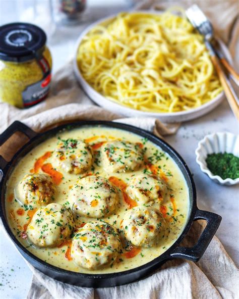 Chicken Meatballs In Creamy Mustard Sauce