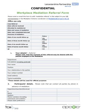 Workplace Mediation Referral Form Fill And Sign Printable Template Online