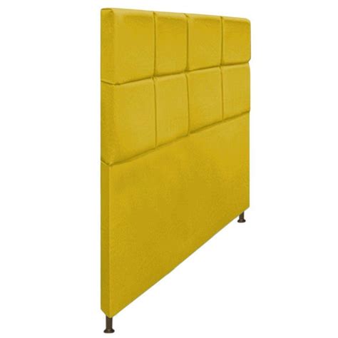 Cabeceira Damares Cm Casal Boton Suede Amarelo Camicado