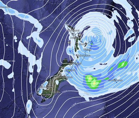 Latest Tracking Cyclone Gabrielles Centre Rain In The South