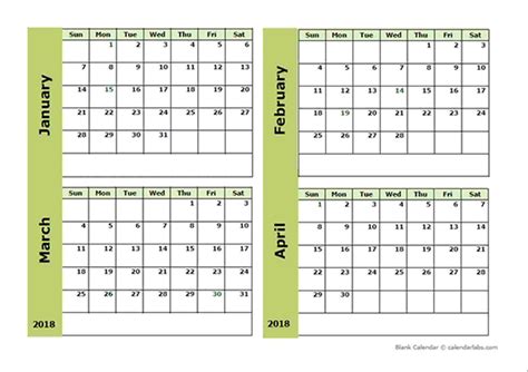 Printable Calendar 4 Months Per Page Printable Word Searches