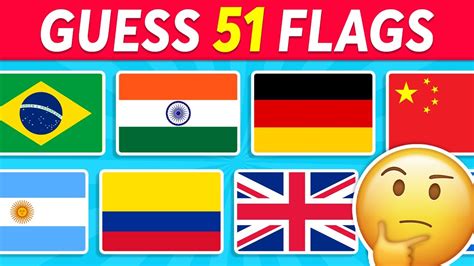 Guess The Flag Quiz 🚩 51 Countries Flag Quiz Youtube