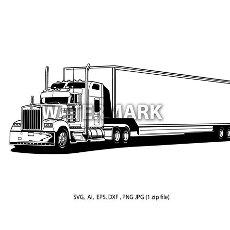 Semi Truck Kenworth Trailer Svgaiepspng Etsy