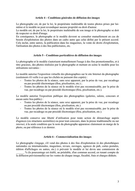 Contrat modèle photographe DOC PDF page 3 sur 4